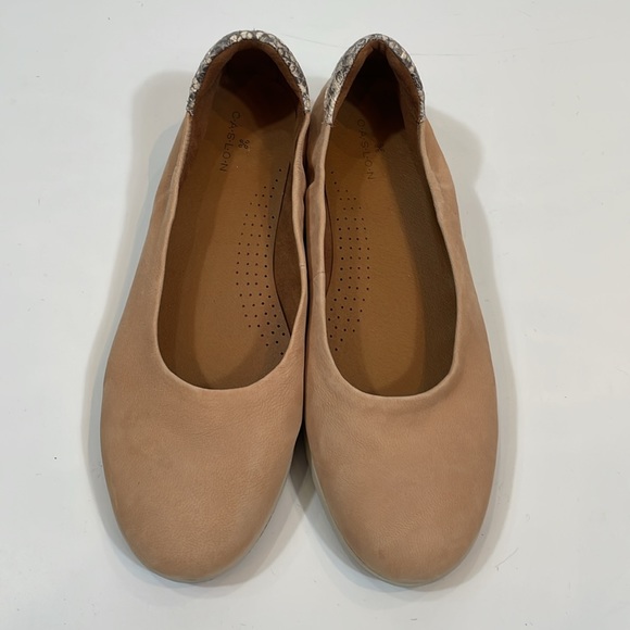 Caslon Nordstrom Flats Size 8.5 Tan Leather Snake Embossed Heel NWOT - Picture 2 of 10